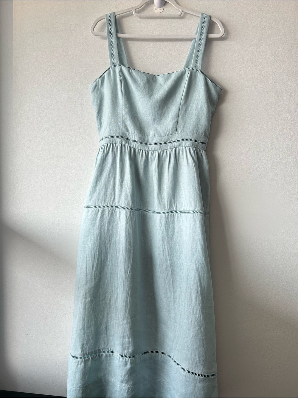 Reformation Everett 100% Linen Midi Dress in Aquamarine - Picture 6 of 15